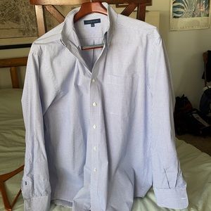 Tommy Hilfiger blue checkered button down shirt, size 16 1/2, 34-35